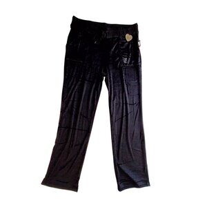 Juicy Couture Black Velour Sleepwear Pants With Rhinestone J Logo Size L